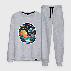 Костюм хлопковый мужской Далеко в космосе планеты, цвет: меланж