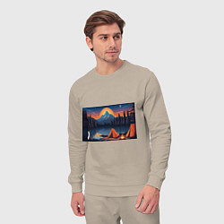 Костюм хлопковый мужской Палатка на берегу озера, цвет: миндальный — фото 2