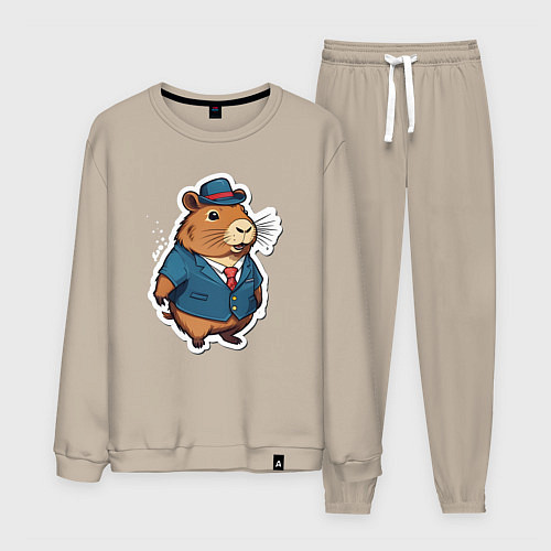 Мужской костюм Капибара деловая / Миндальный – фото 1