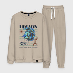 Костюм хлопковый мужской Череп в легионерском шлеме, цвет: миндальный