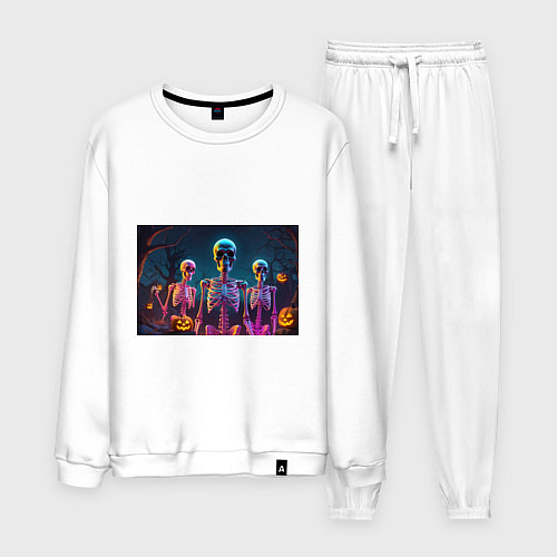 Мужской костюм Страшилки скелеты / Белый – фото 1