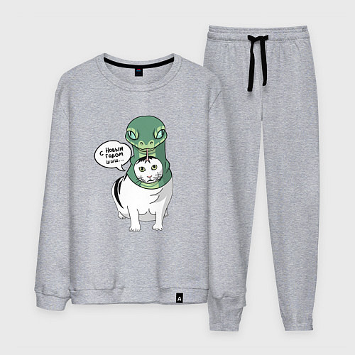 Мужской костюм С Новым годом - кот змея / Меланж – фото 1