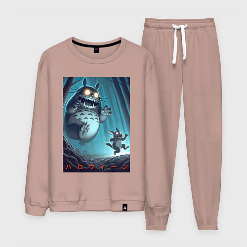 Мужской костюм Тоторо гонится за лесным длинноухим котом - хэллоу / Пыльно-розовый – фото 1