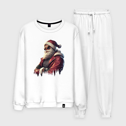 Мужской костюм Крутой брутальный Дед Мороз / Белый – фото 1
