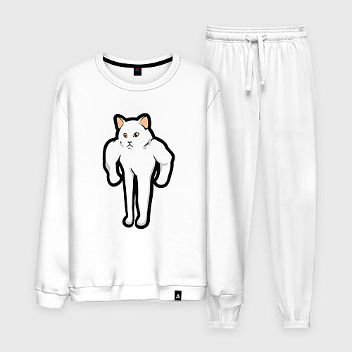 Мужской костюм Кот качок / Белый – фото 1