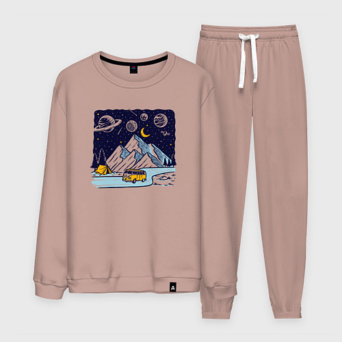 Мужской костюм Космическая дорога в горах / Пыльно-розовый – фото 1