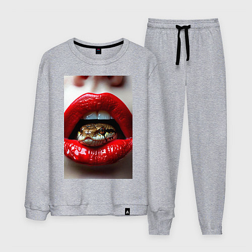 Мужской костюм Символ нового года 2025 змея в губах / Меланж – фото 1