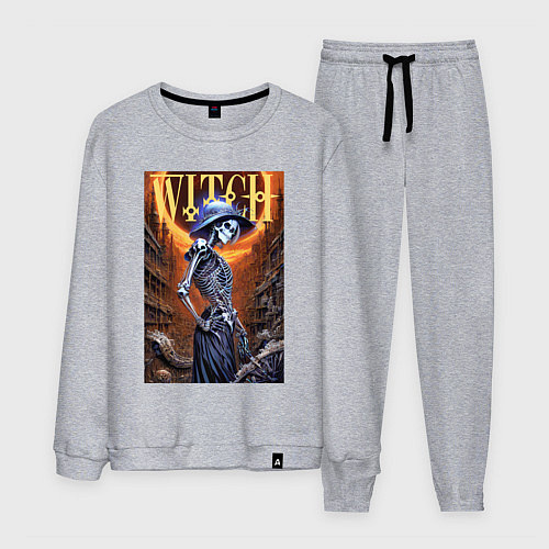 Мужской костюм Костлявая ведьма - хэллоуин / Меланж – фото 1