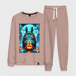 Мужской костюм Тоторо держит тыкву - хэллоуин