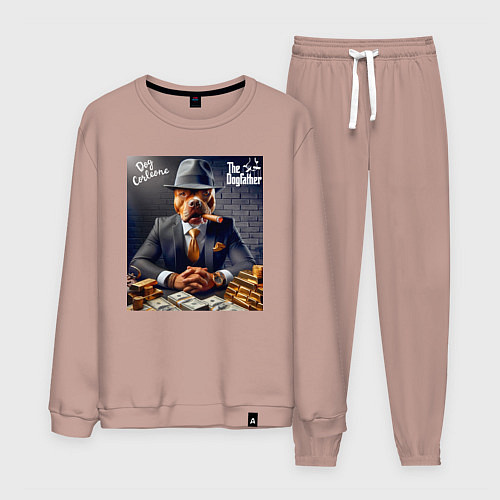 Мужской костюм Dog Corleone - ai art fantasy / Пыльно-розовый – фото 1