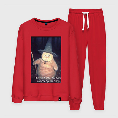 Мужской костюм Магический мяв кот-мем колдун / Красный – фото 1