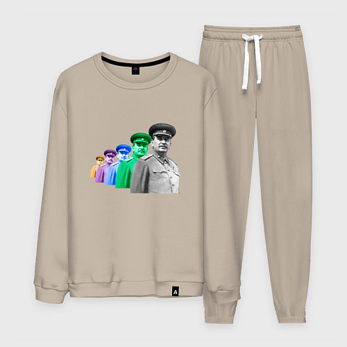 Мужской костюм Pop art товарищ Сталин / Миндальный – фото 1