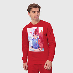 Костюм хлопковый мужской Моя геройская академия Сёто Тодороки лисы, цвет: красный — фото 2