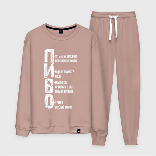 Мужской костюм Пиво - аббревиатура / Пыльно-розовый – фото 1