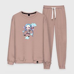 Костюм хлопковый мужской Chibi Jinx, цвет: пыльно-розовый