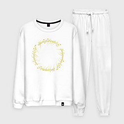 Костюм хлопковый мужской Руны единого кольца Властелин колец, цвет: белый