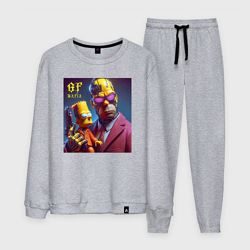 Мужской костюм Гомер Симпсон с сыном Бартом - мафия бессмертна / Меланж – фото 1