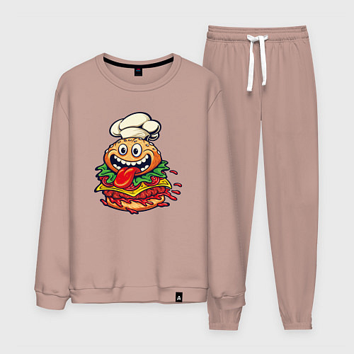 Мужской костюм Радостный гамбургер / Пыльно-розовый – фото 1