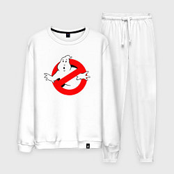 Костюм хлопковый мужской Ghostbusters logo, цвет: белый