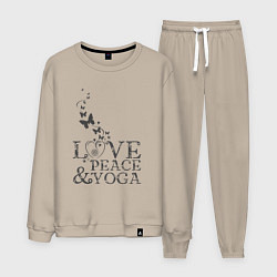 Костюм хлопковый мужской Love peace yoga, цвет: миндальный