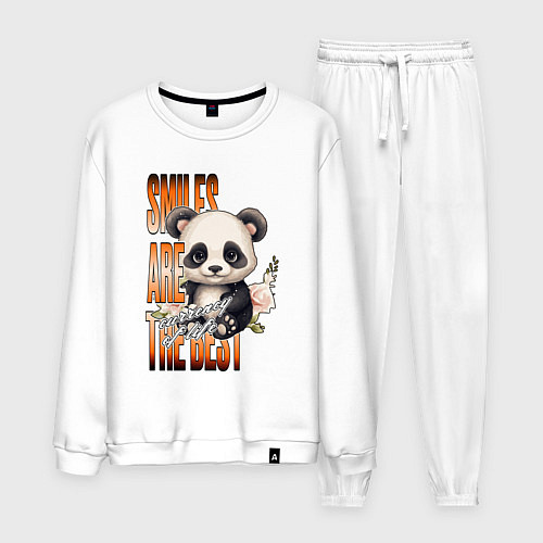 Мужской костюм Мишка панда с надписью / Белый – фото 1