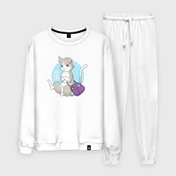 Костюм хлопковый мужской Re:Zero Пак кот, цвет: белый