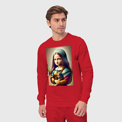 Костюм хлопковый мужской Маленькая Мона Лиза в детстве с куклой - нейроарт, цвет: красный — фото 2