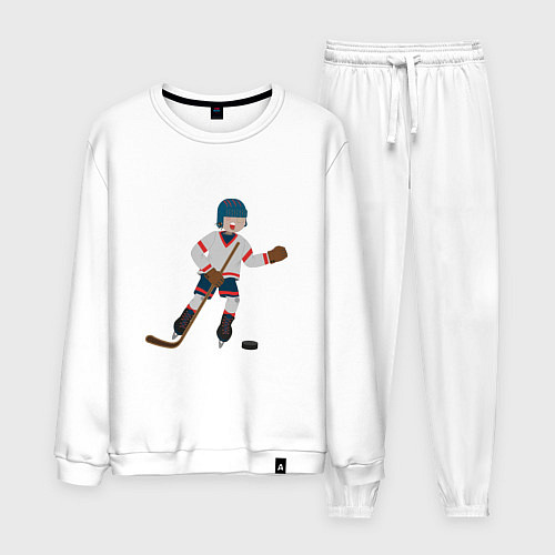 Мужской костюм Эмоциональный хоккеист / Белый – фото 1