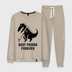 Костюм хлопковый мужской Godzilla best friend, цвет: миндальный