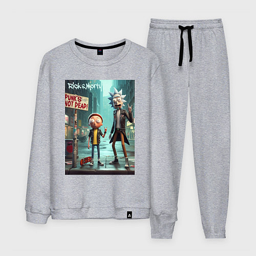 Мужской костюм Рик и Морти - панк жив / Меланж – фото 1
