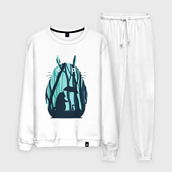 Костюм хлопковый мужской Тоторо в лесу, цвет: белый