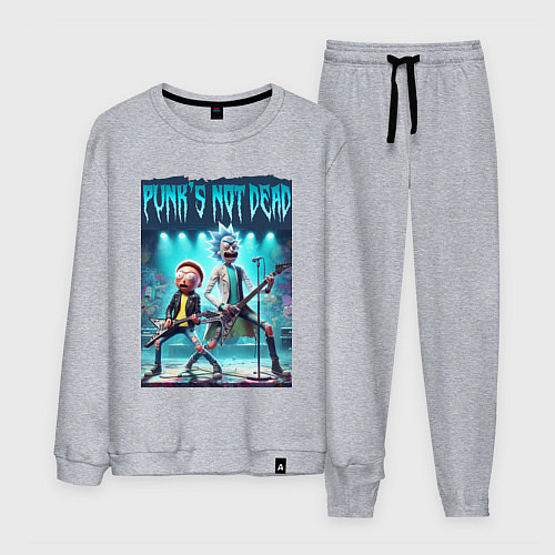 Мужской костюм Punks not dead - Rick and Morty play rock / Меланж – фото 1