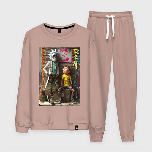Мужской костюм Бородатый Рик и Морти - панк жив / Пыльно-розовый – фото 1