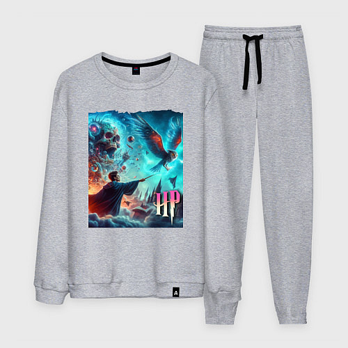 Мужской костюм Harry Potter and owl - ai art fantasy / Меланж – фото 1