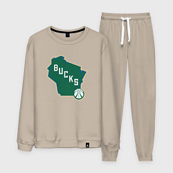 Костюм хлопковый мужской Bucks team, цвет: миндальный