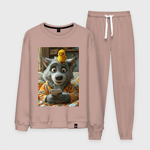 Мужской костюм Волк и цыпа / Пыльно-розовый – фото 1