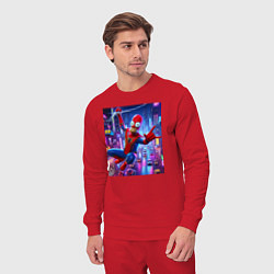 Костюм хлопковый мужской Homer Simpson and Spider man - collaboration, цвет: красный — фото 2