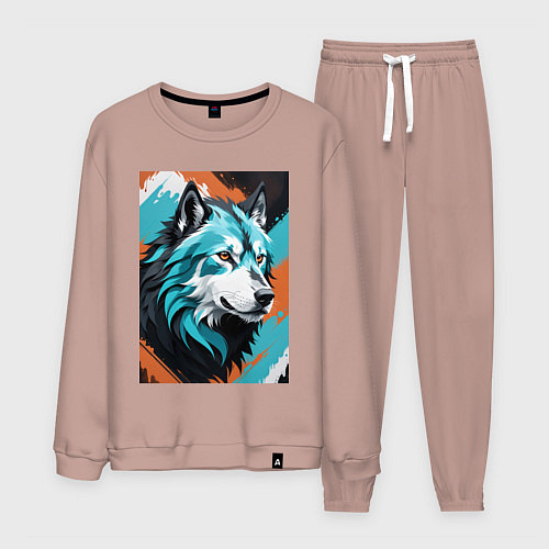 Мужской костюм Серо-голубой волк / Пыльно-розовый – фото 1