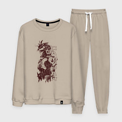 Костюм хлопковый мужской Кибернетический самурай, цвет: миндальный