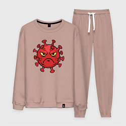 Костюм хлопковый мужской Хмурый вирус, цвет: пыльно-розовый