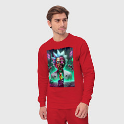 Костюм хлопковый мужской Rick and Morty - neon skull, цвет: красный — фото 2