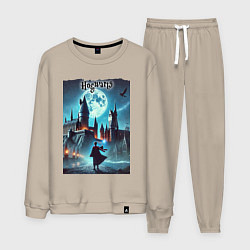 Костюм хлопковый мужской Nightly Hogwarts - neon glow, цвет: миндальный