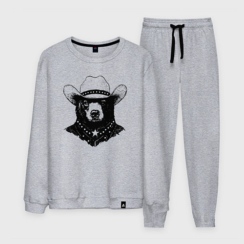 Мужской костюм Медведь ковбой на диком западе / Меланж – фото 1