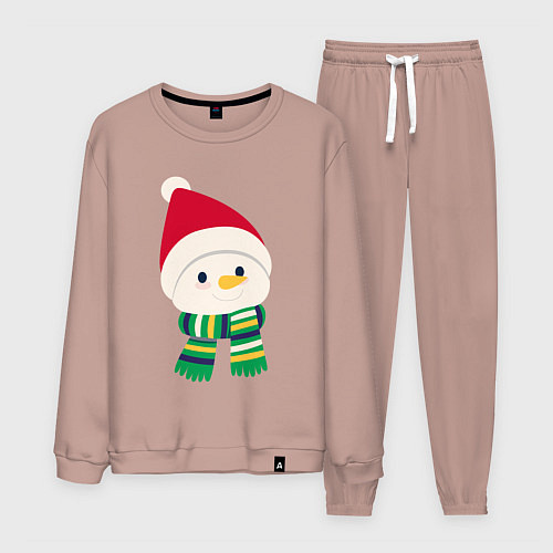 Мужской костюм Праздничный снеговик в красной шапочке / Пыльно-розовый – фото 1
