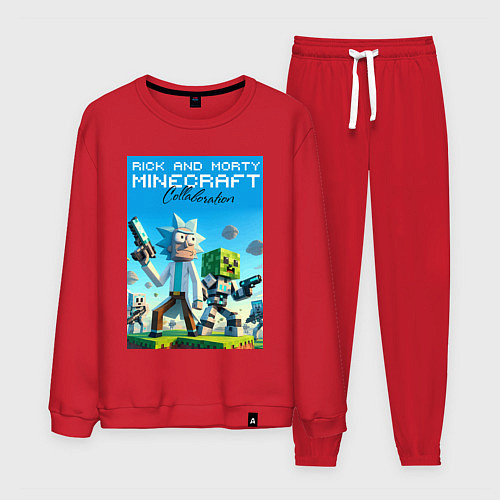 Мужской костюм Rick and Morty Minecraft - collaboration / Красный – фото 1