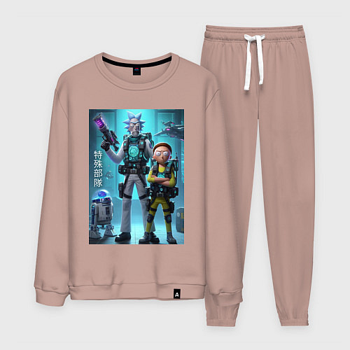 Мужской костюм Rick and Morty - cyber special forces / Пыльно-розовый – фото 1