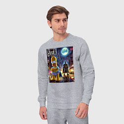 Костюм хлопковый мужской Homer Simpson vs Batman - ai art joke, цвет: меланж — фото 2