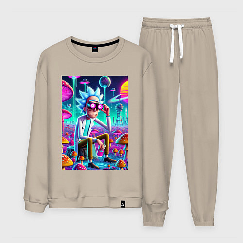 Мужской костюм Рик в неоновых очках среди грибов / Миндальный – фото 1