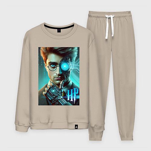 Мужской костюм Cyber Harry Potter - ai art neon fantasy / Миндальный – фото 1