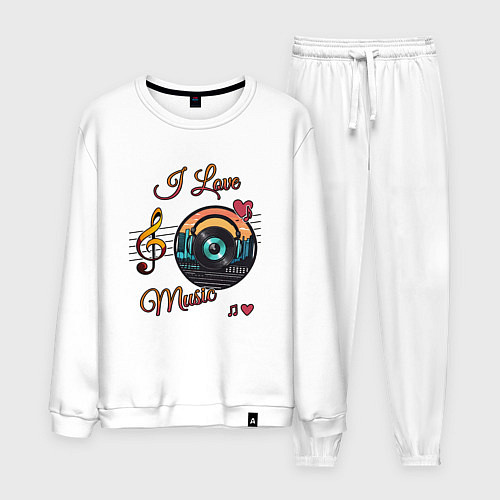 Мужской костюм Я люблю музыку / Белый – фото 1